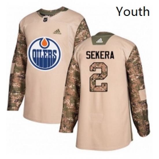 Youth Adidas Edmonton Oilers 2 Andrej Sekera Authentic Camo Veterans Day Practice NHL Jersey